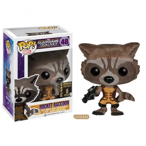 Funko Pop Guardianes de la Galaxia Rocket Raccoon Flocked